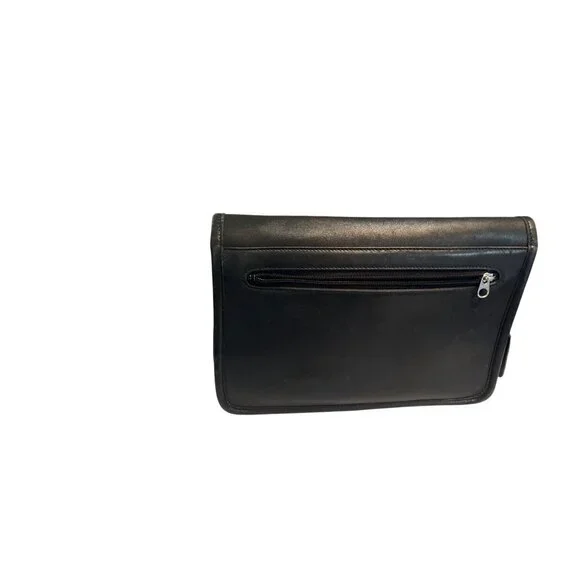 Vtg Coach 9832 Black Leather Turnlock Clutch Handbag Brushed Nickel Hardware - Picture 4 of 11